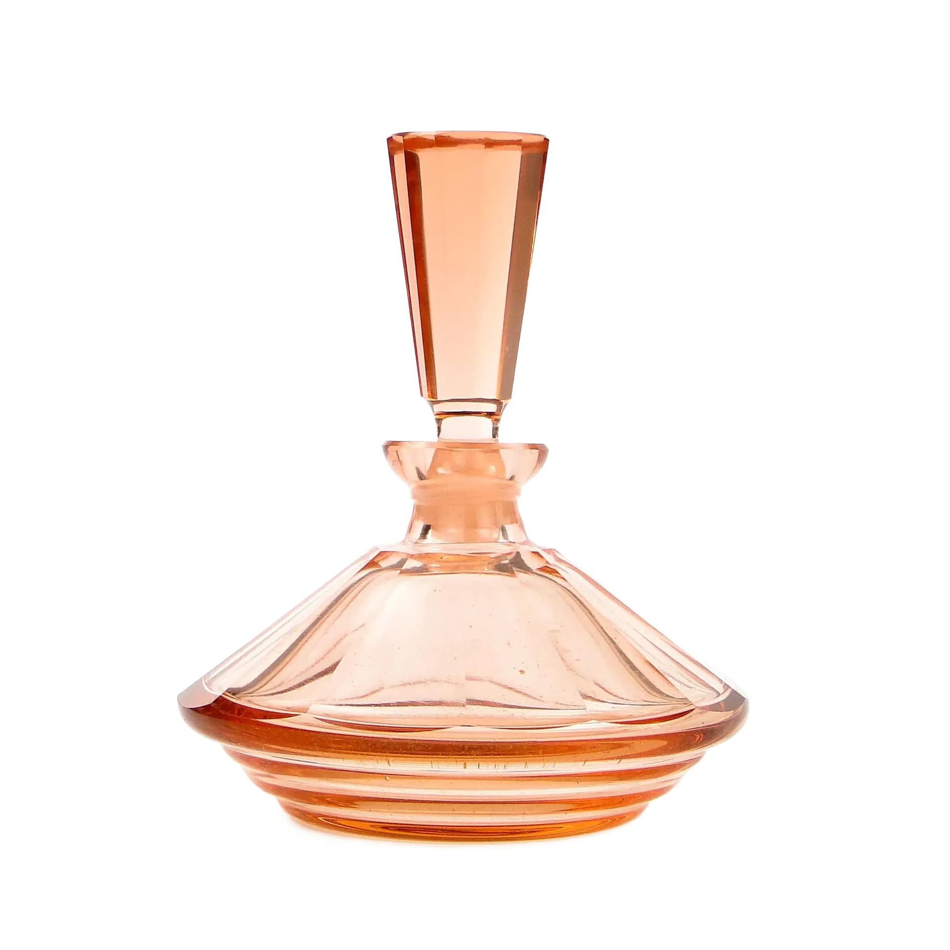 Flakon Art Deco, szkło kryształowe rozalinowy, Czechy, lata 30.