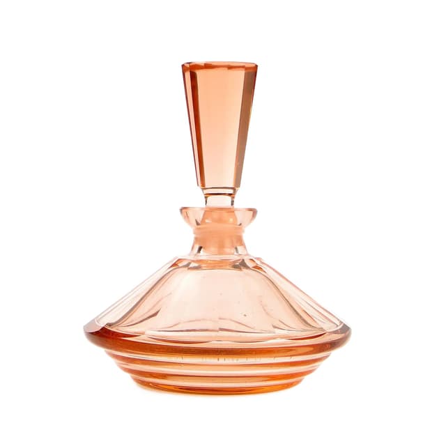 Flakon Art Deco, szkło kryształowe rozalinowy, Czechy, lata 30. - WYMIARY