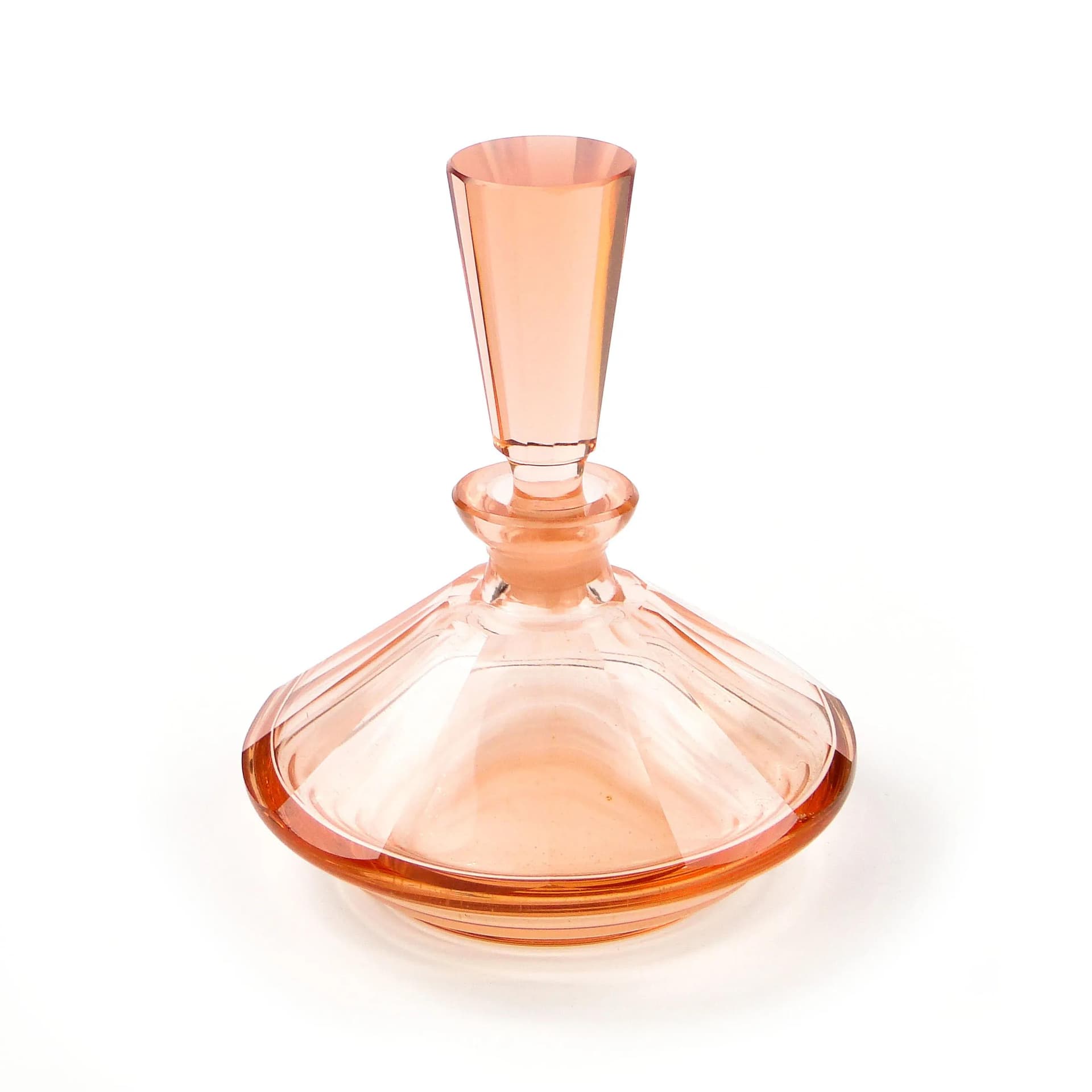 Flakon Art Deco, szkło kryształowe rozalinowy, Czechy, lata 30. - 17804
