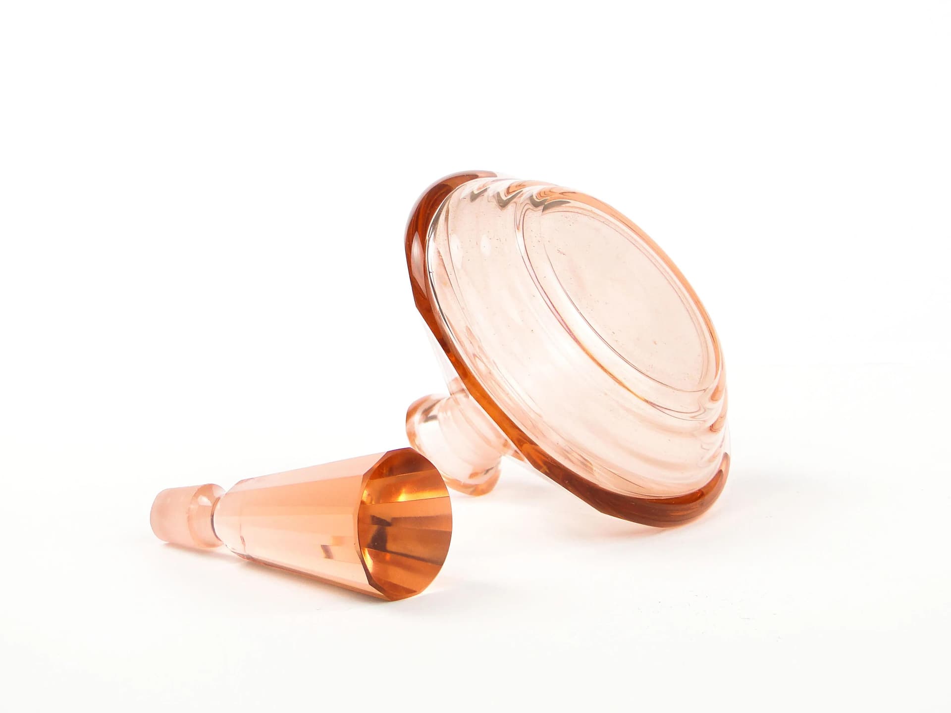 Flakon Art Deco, szkło kryształowe rozalinowy, Czechy, lata 30. - 17807