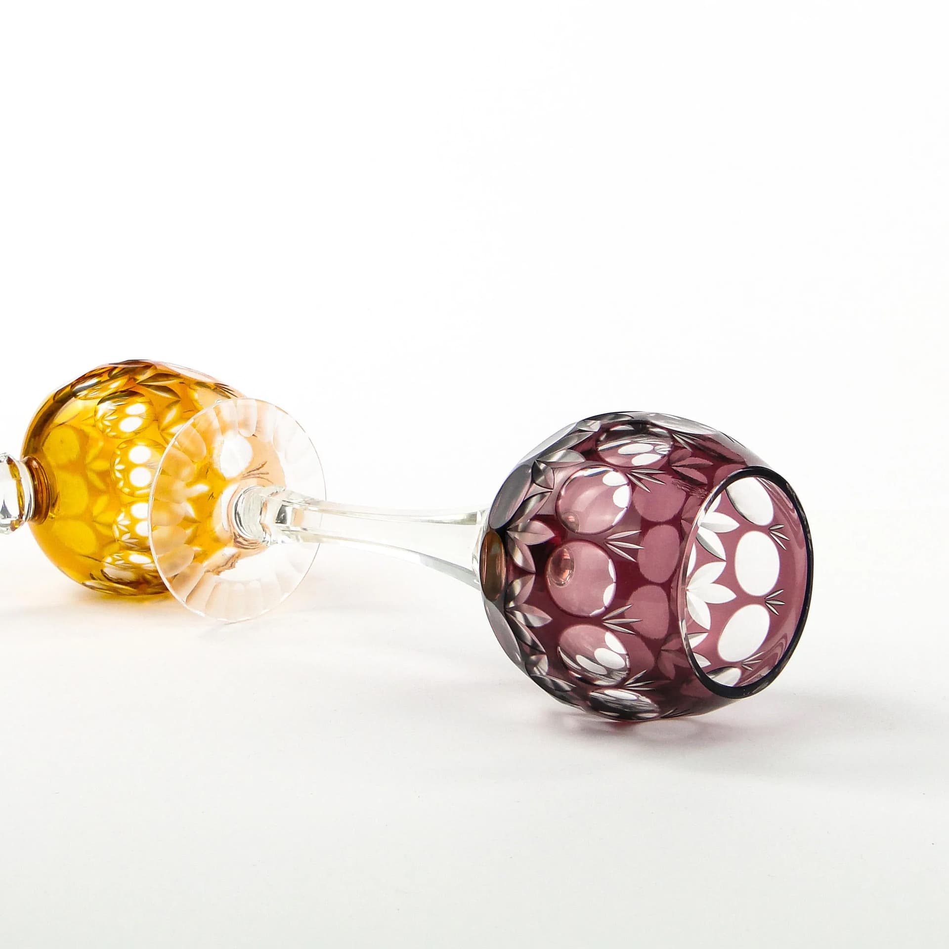 Kielich art déco, fioletowy kryształ, Austria, lata 30. - 17799