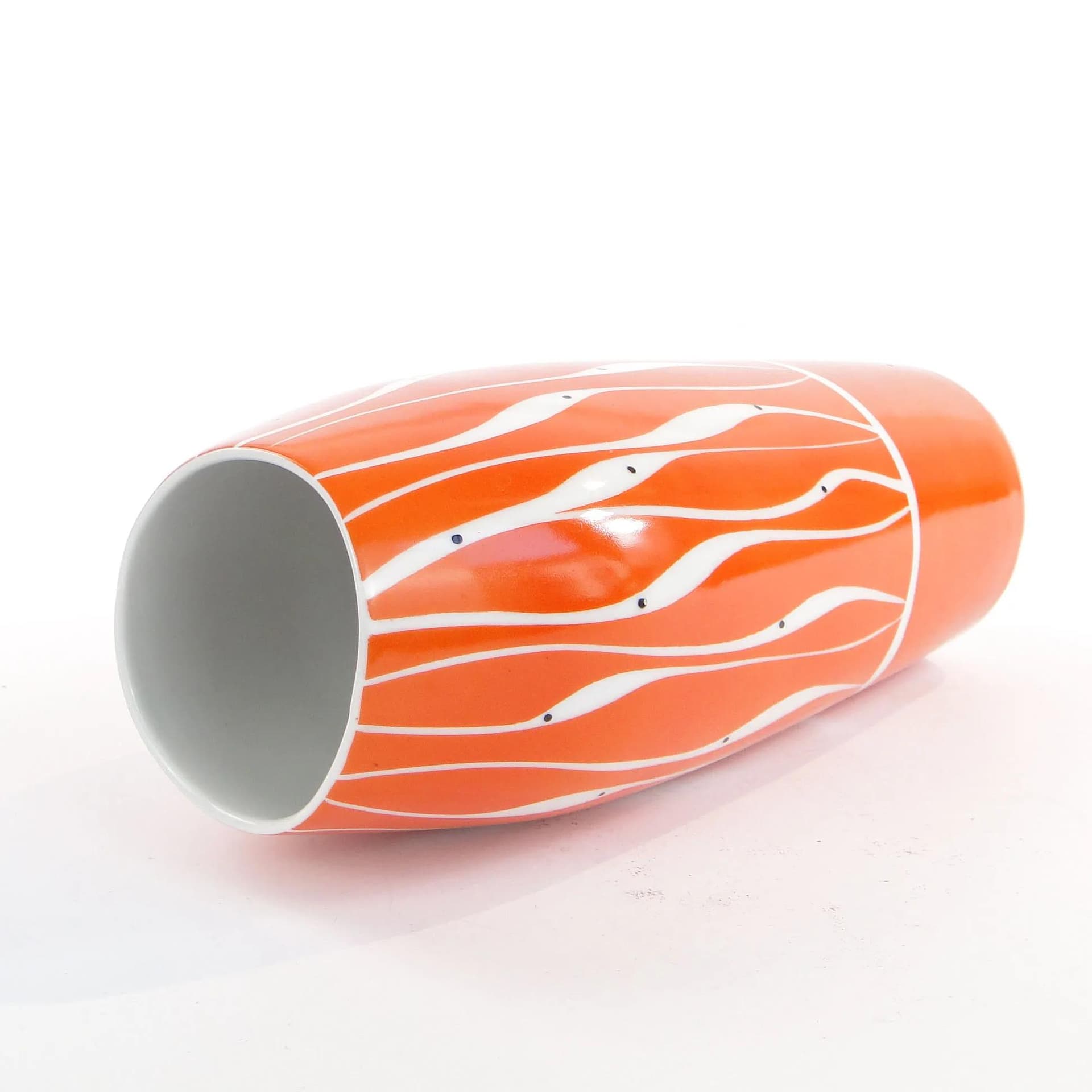 Wazon, pomarańczowy, porcelana, Polska, lata 60. - 17789