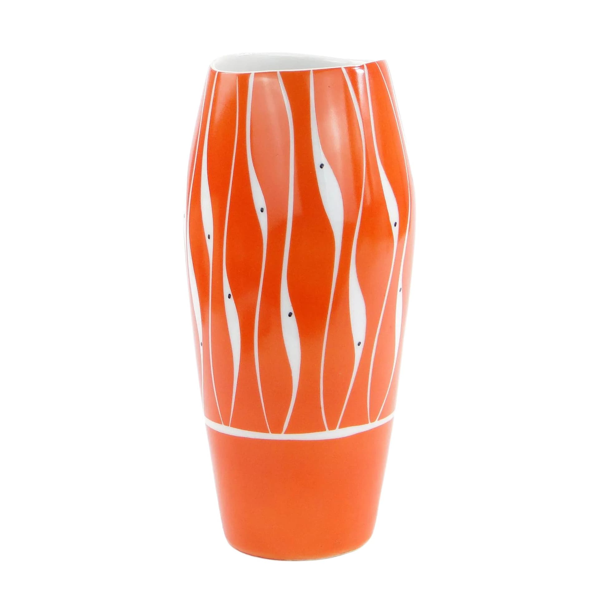 Wazon, pomarańczowy, porcelana, Polska, lata 60.