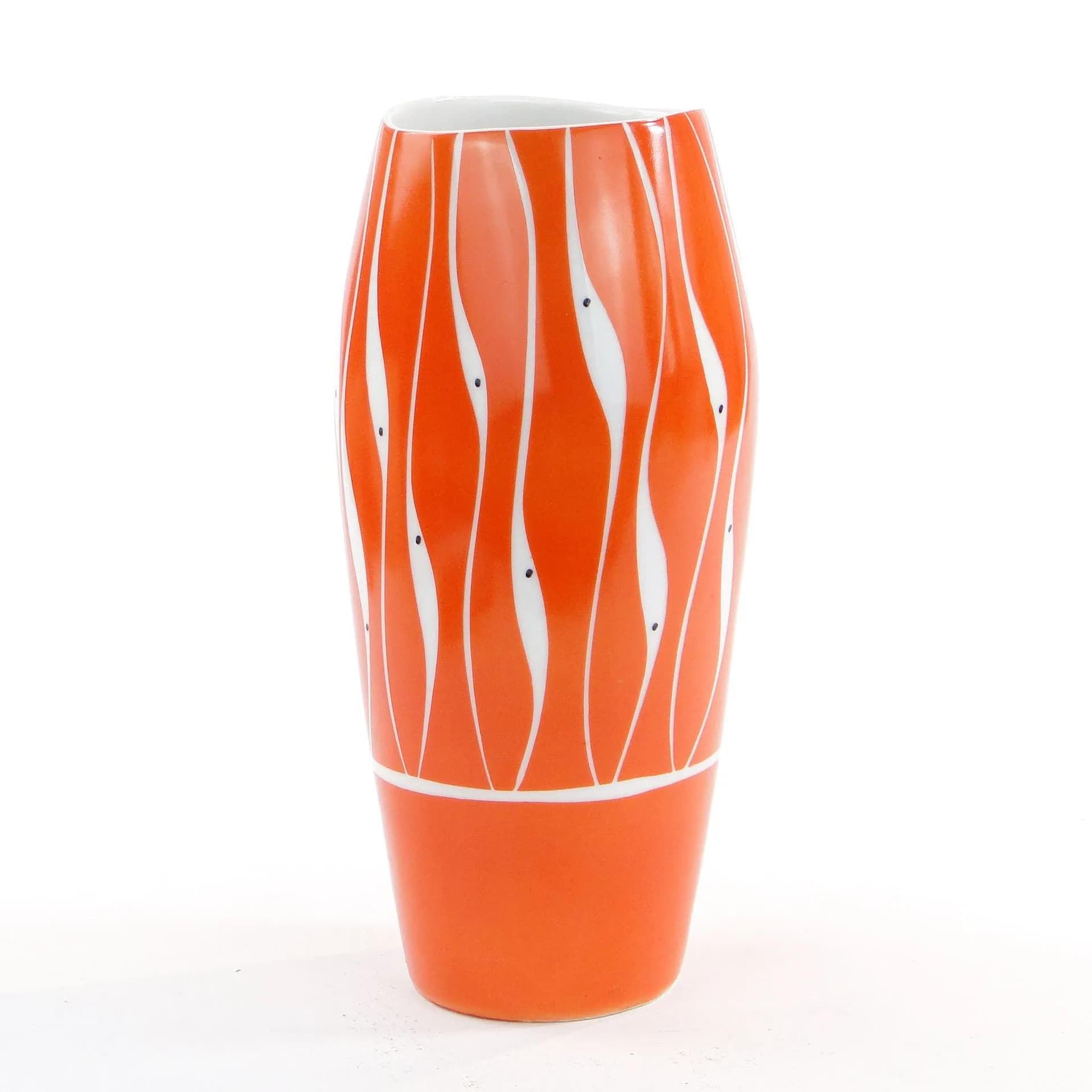 Wazon, pomarańczowy, porcelana, Polska, lata 60. - 17787