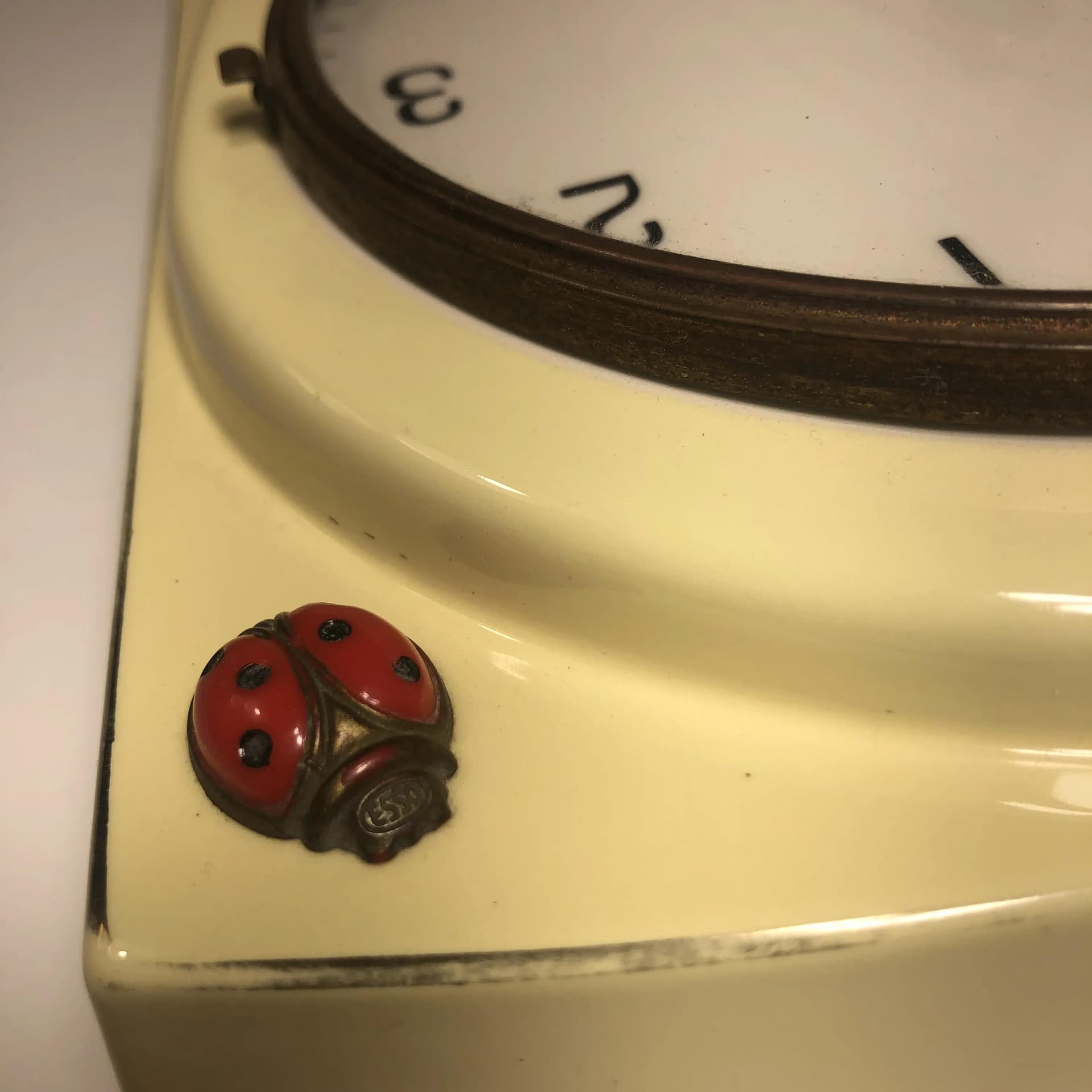 Zegar ścienny, ivory white, porcelana, Mehne, Niemcy, lata 50. - 17623