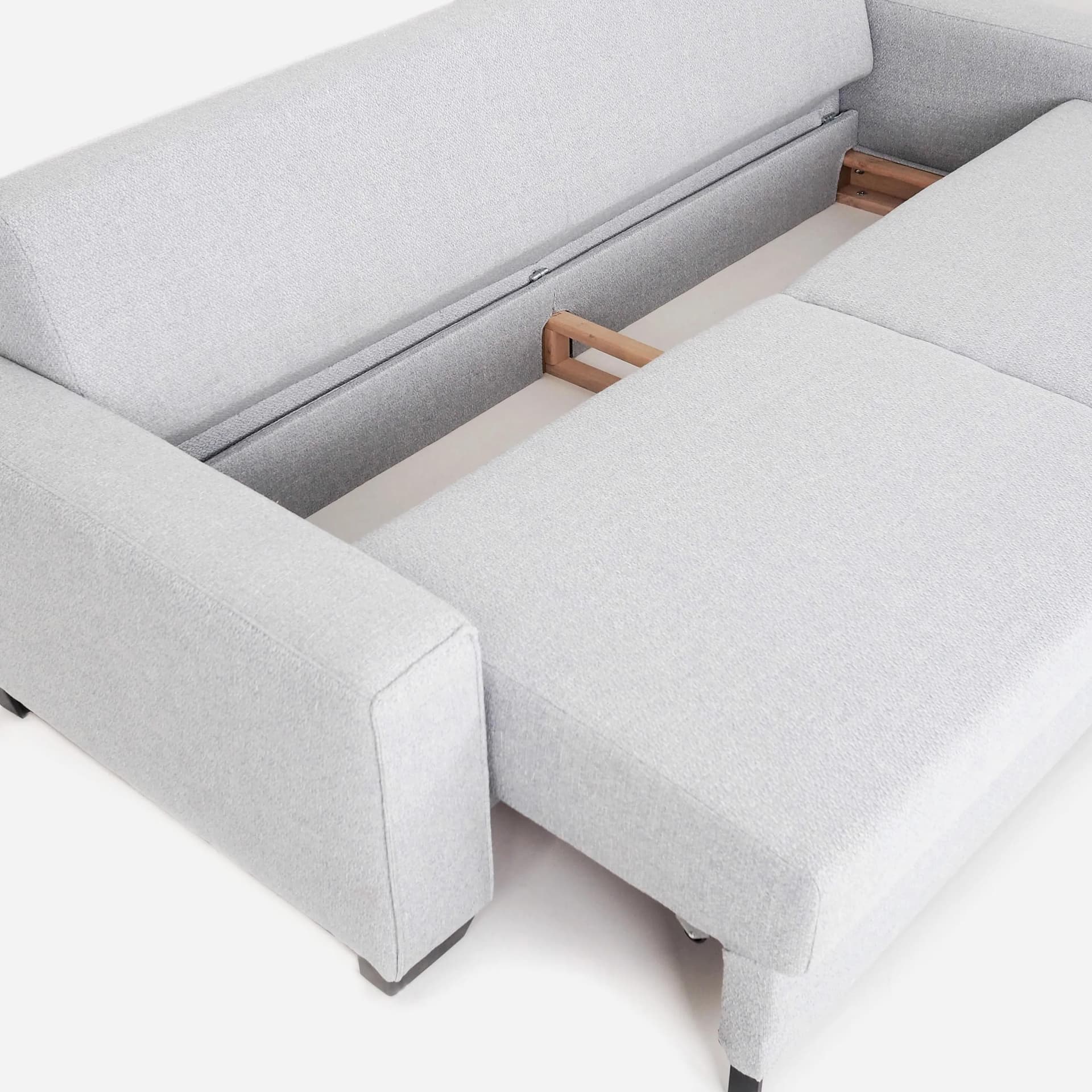 Sofa Rejkiavik, szary, tkanina, drewno, Polska, lata 90. - 17205