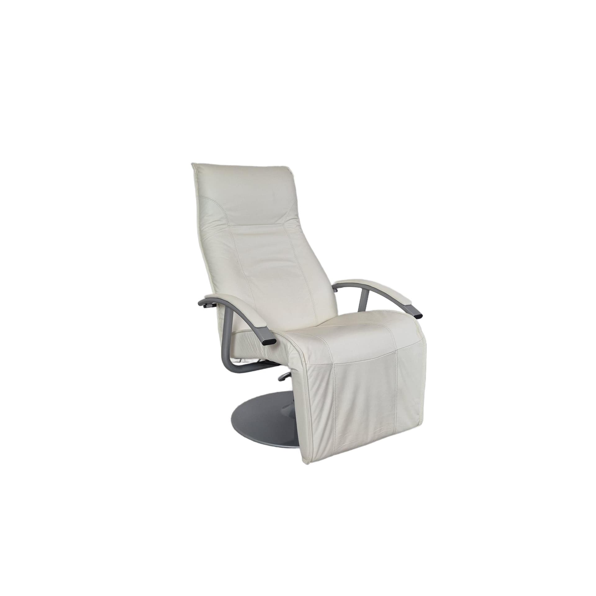 Fotel relaksacyjny, skóra biała, metal szary, Dania, lata 90.