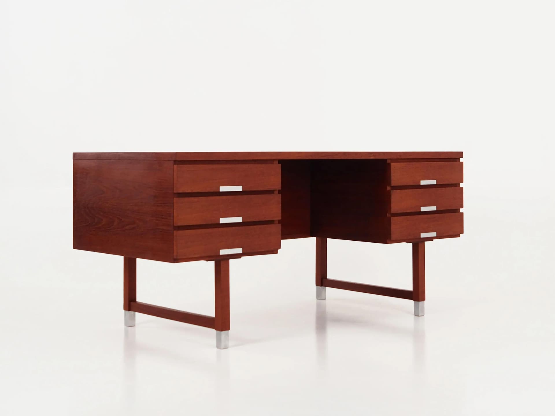 Desk, orange teak, Eigil Petersens Møbelfabrik, Denmark, 1970s. - 17253