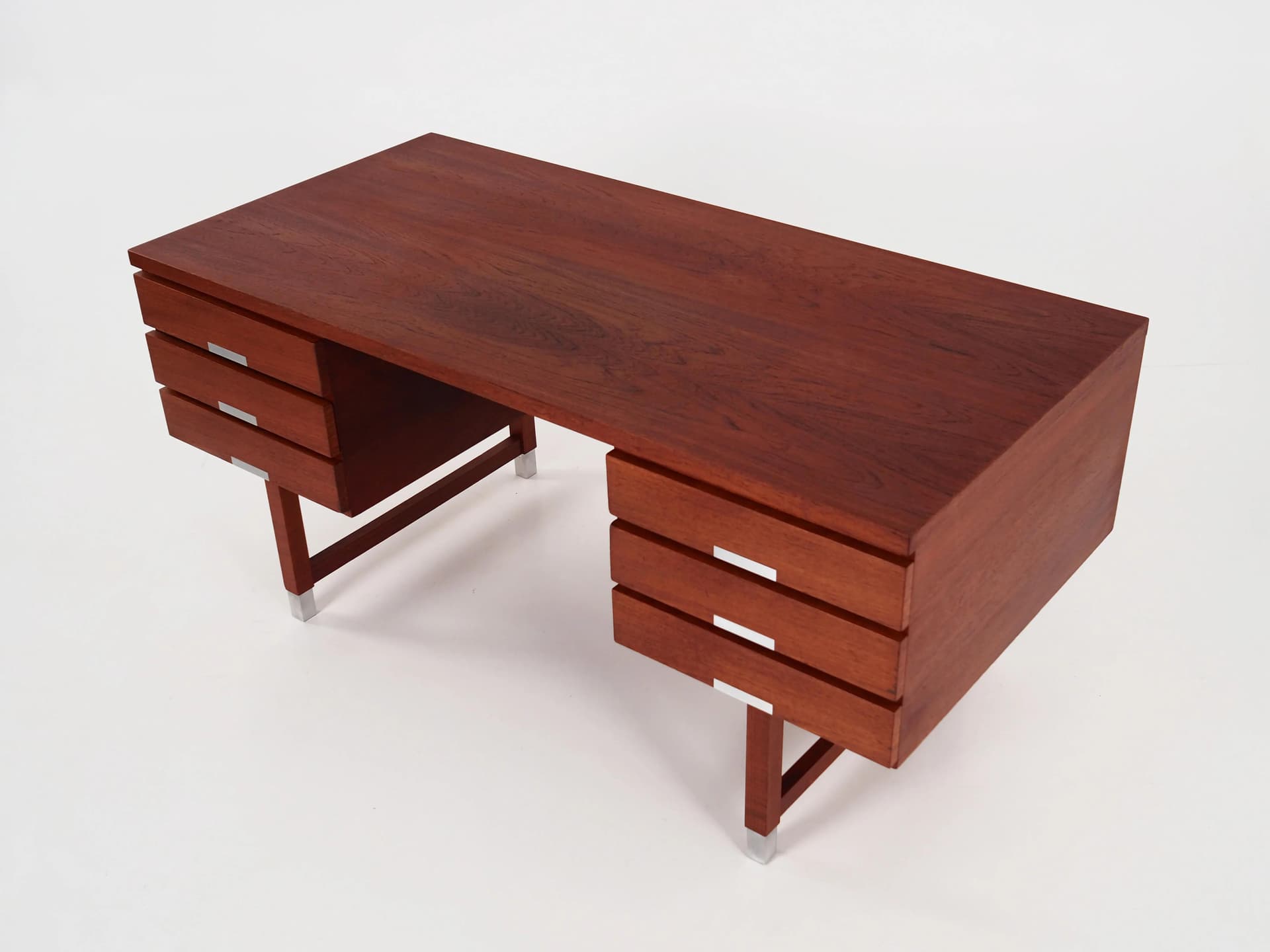 Desk, orange teak, Eigil Petersens Møbelfabrik, Denmark, 1970s. - 17257