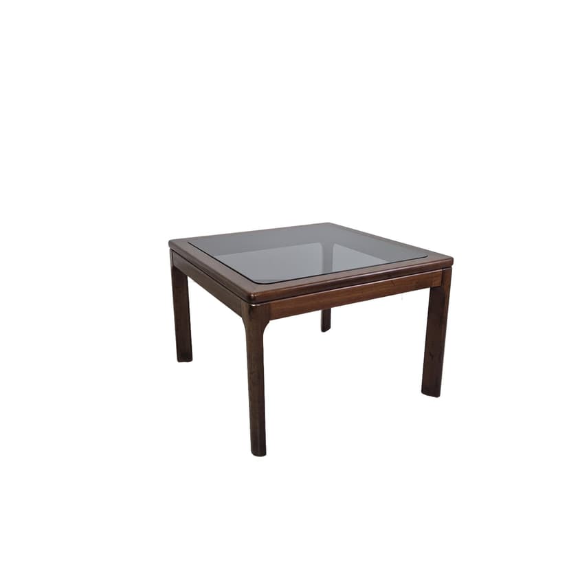 Coffee table, brown rosewood, glass, Denmark, 1960s.