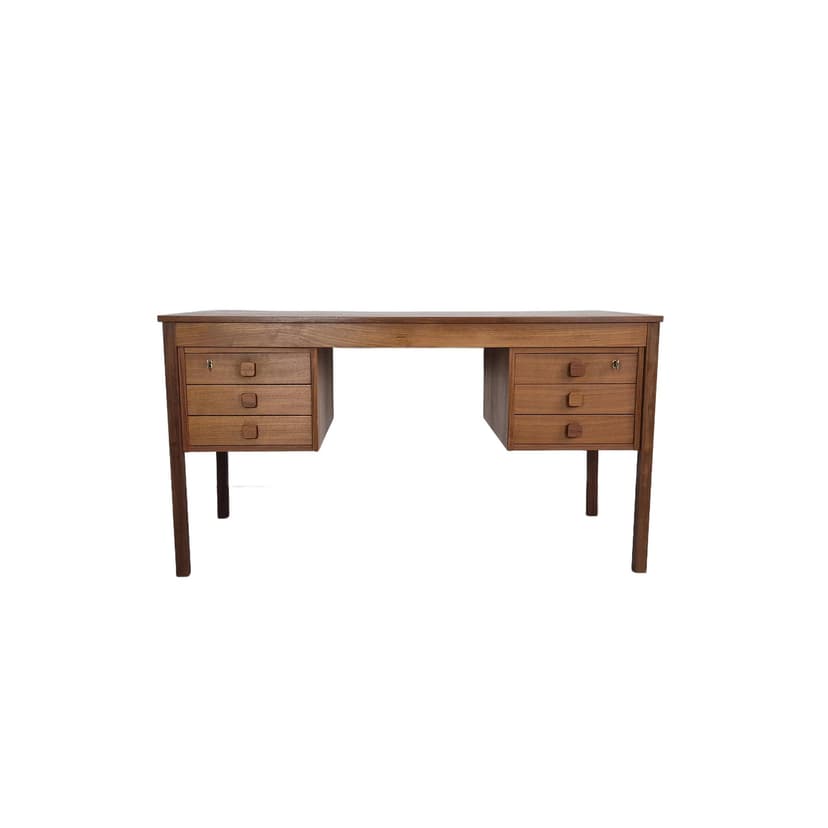 Desk, Domino Møbler, brown teak, Denmark, 1960s.