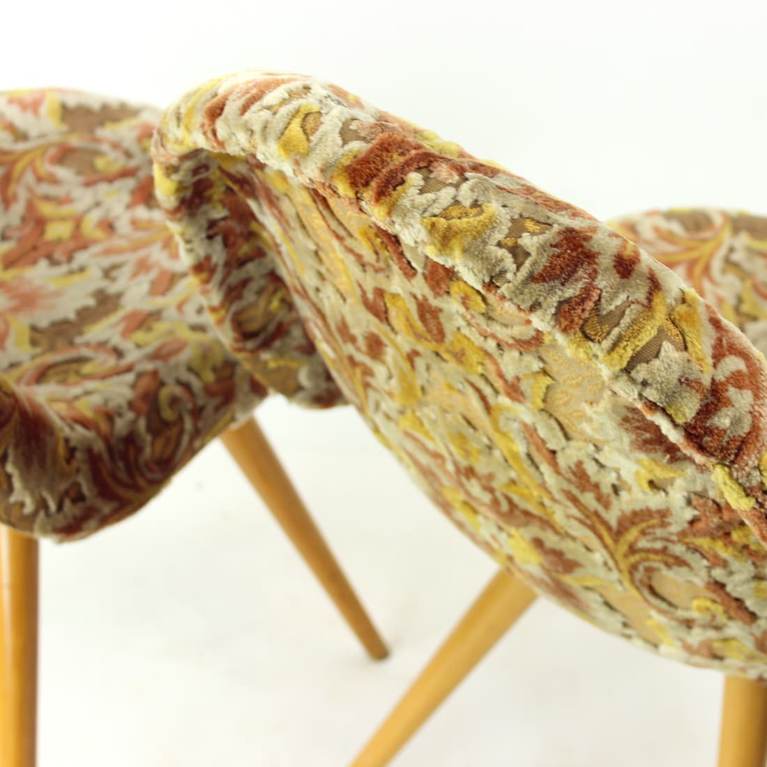 Krzesło Shell, velvet multicolor, dąb, proj. M. Navratil, Czechosłowacja, lata 60. - 240109