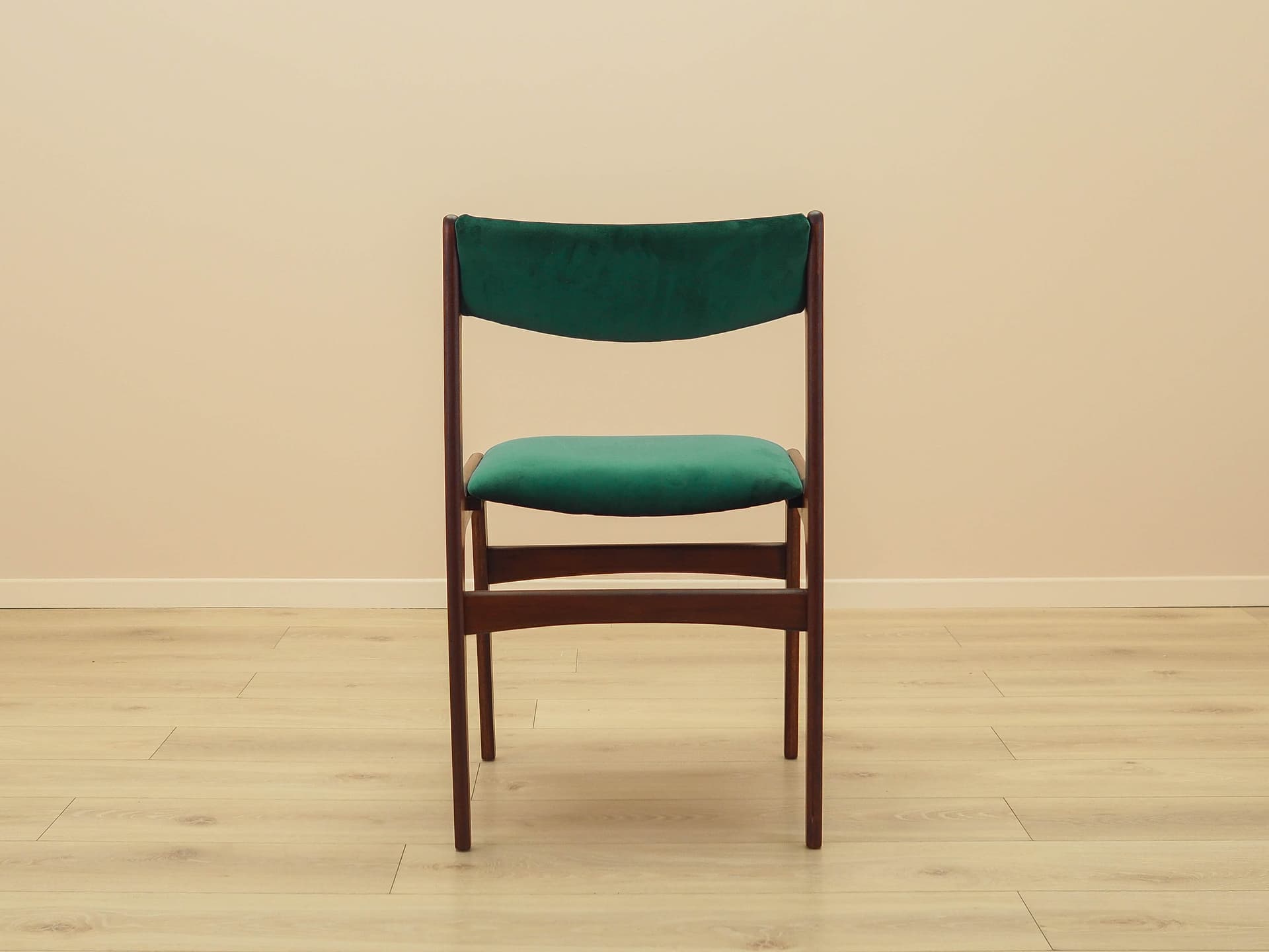 Set of six chairs, teak, green velvet, Denmark, 1970s. - 240475