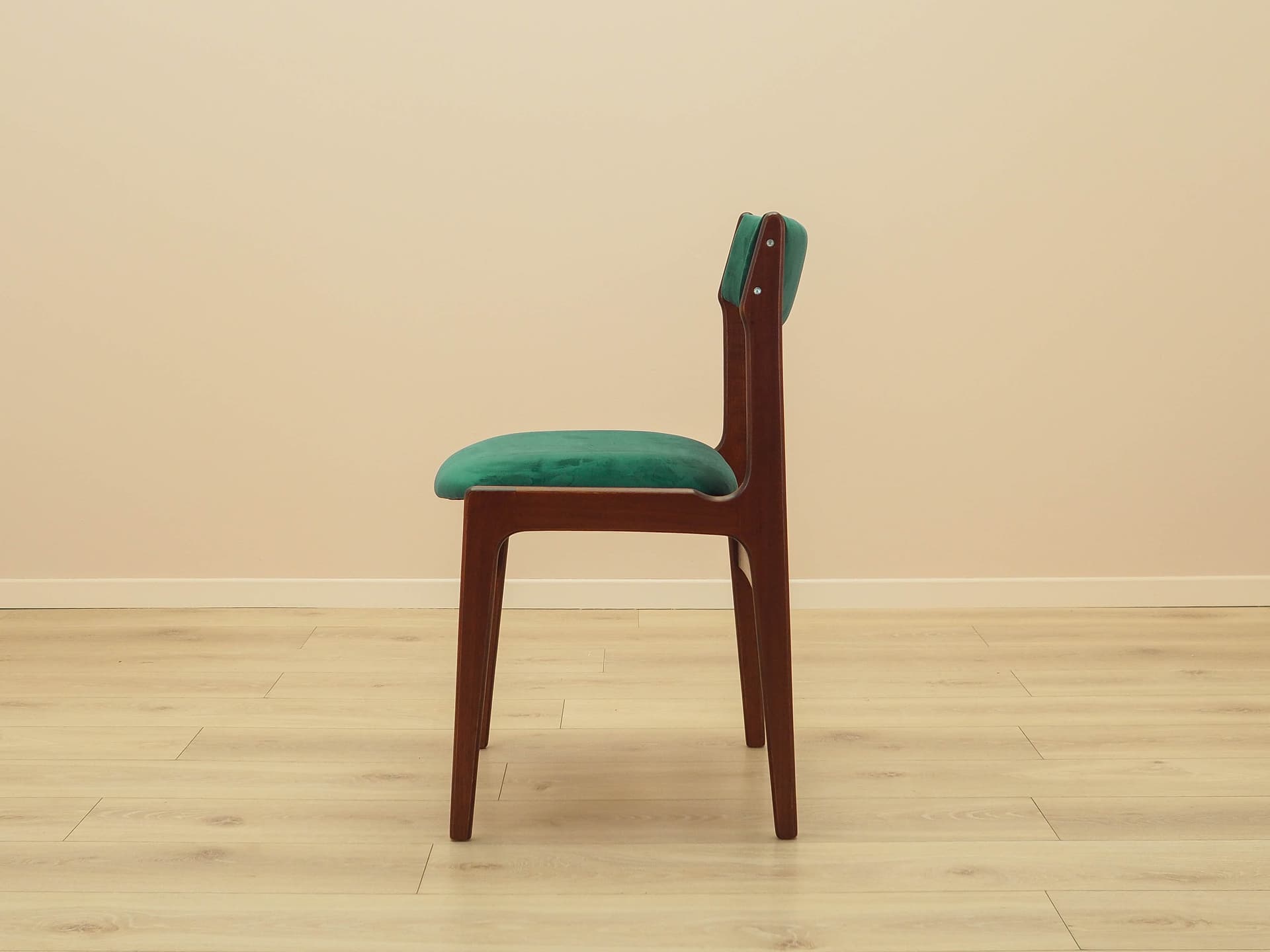 Set of six chairs, teak, green velvet, Denmark, 1970s. - 240474