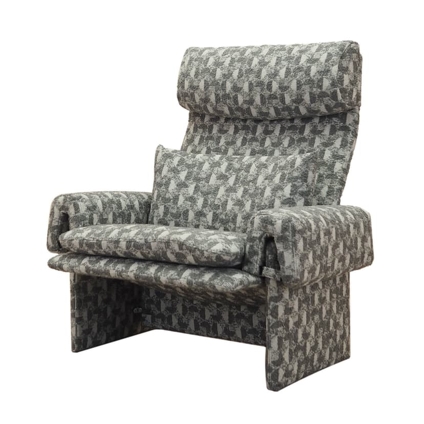 Fotel wypoczynkowy, szary, tkanina, proj. G. Offredi, Saporiti, Włochy, lata 70.