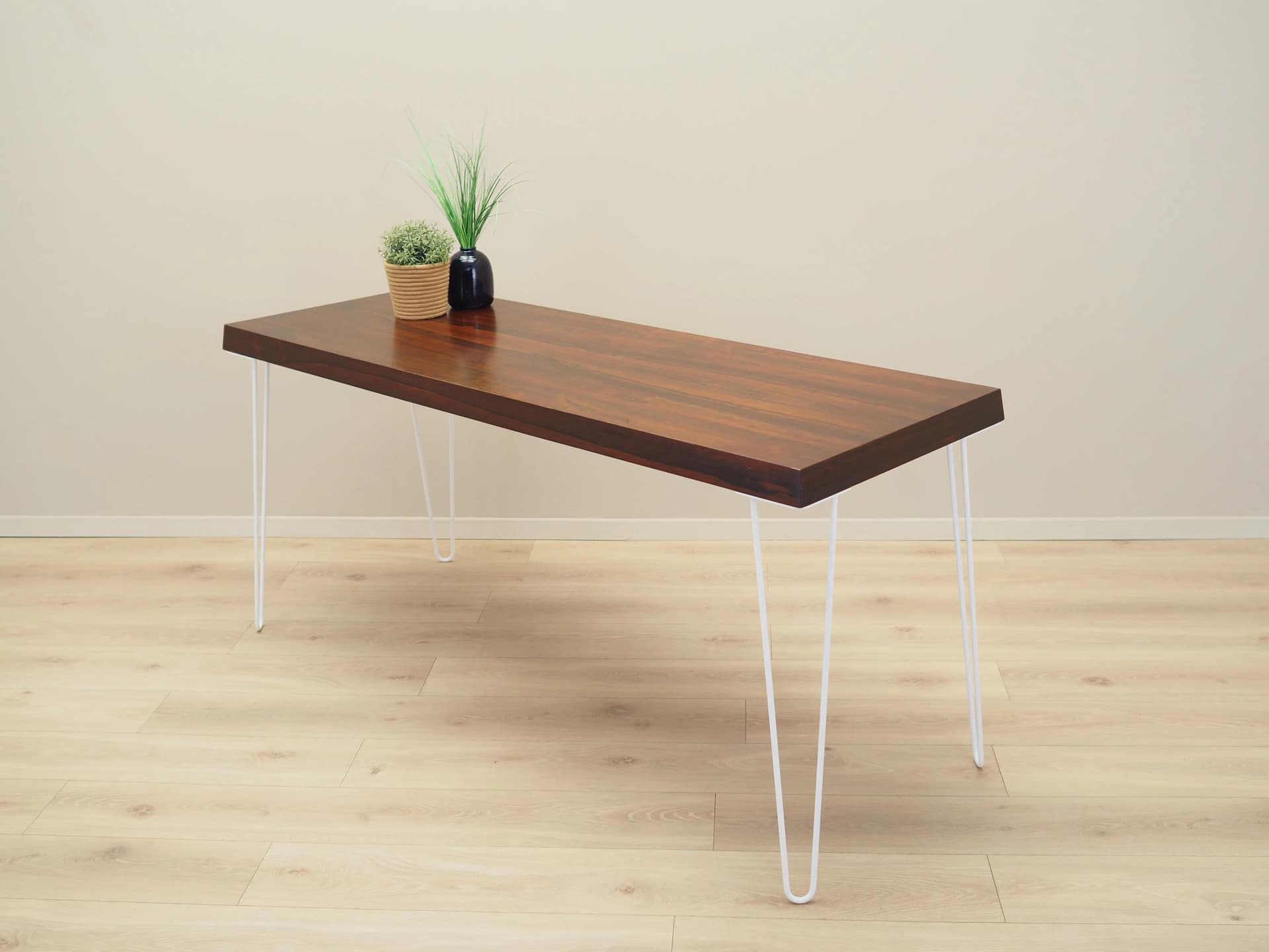 Desk, dark brown rosewood, white metal, Denmark, 1970s - 17217