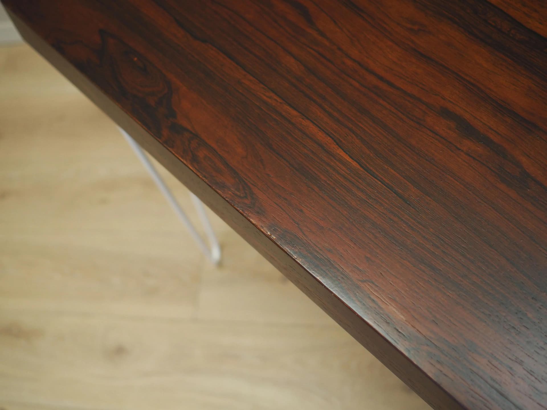 Desk, dark brown rosewood, white metal, Denmark, 1970s - 17220