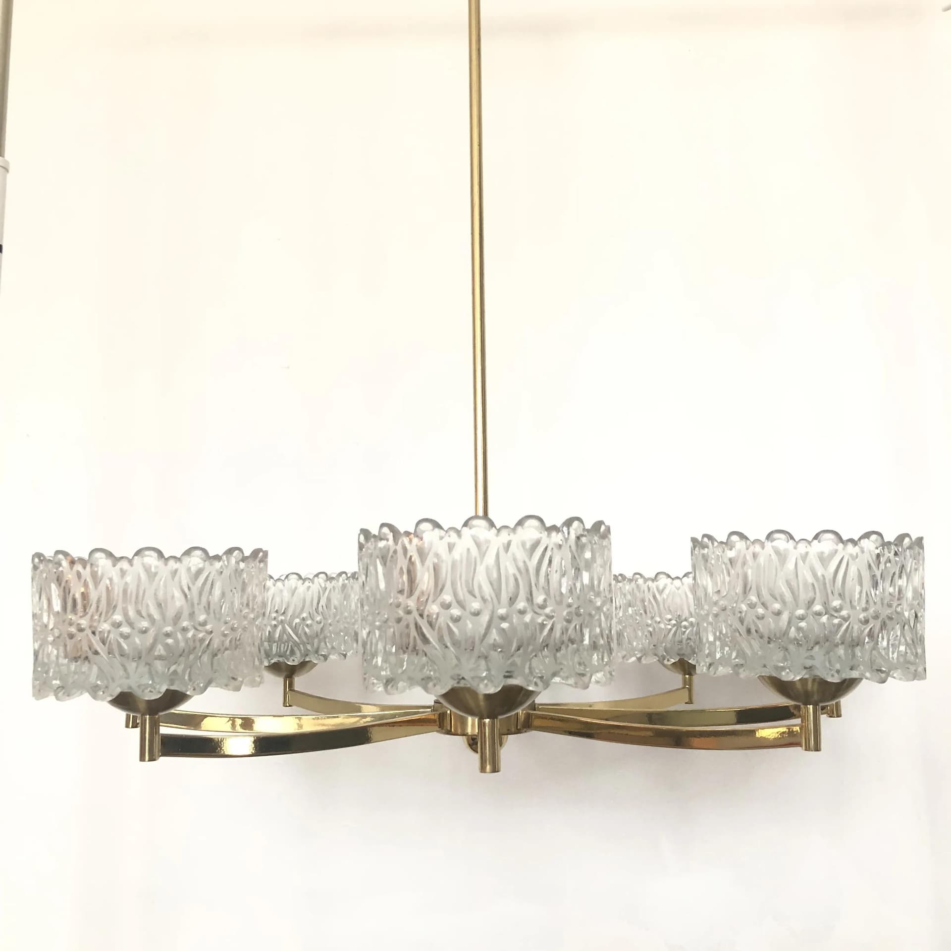 Lampa wisząca, złocony mosiądz, Niemcy, lata 70. - 17611