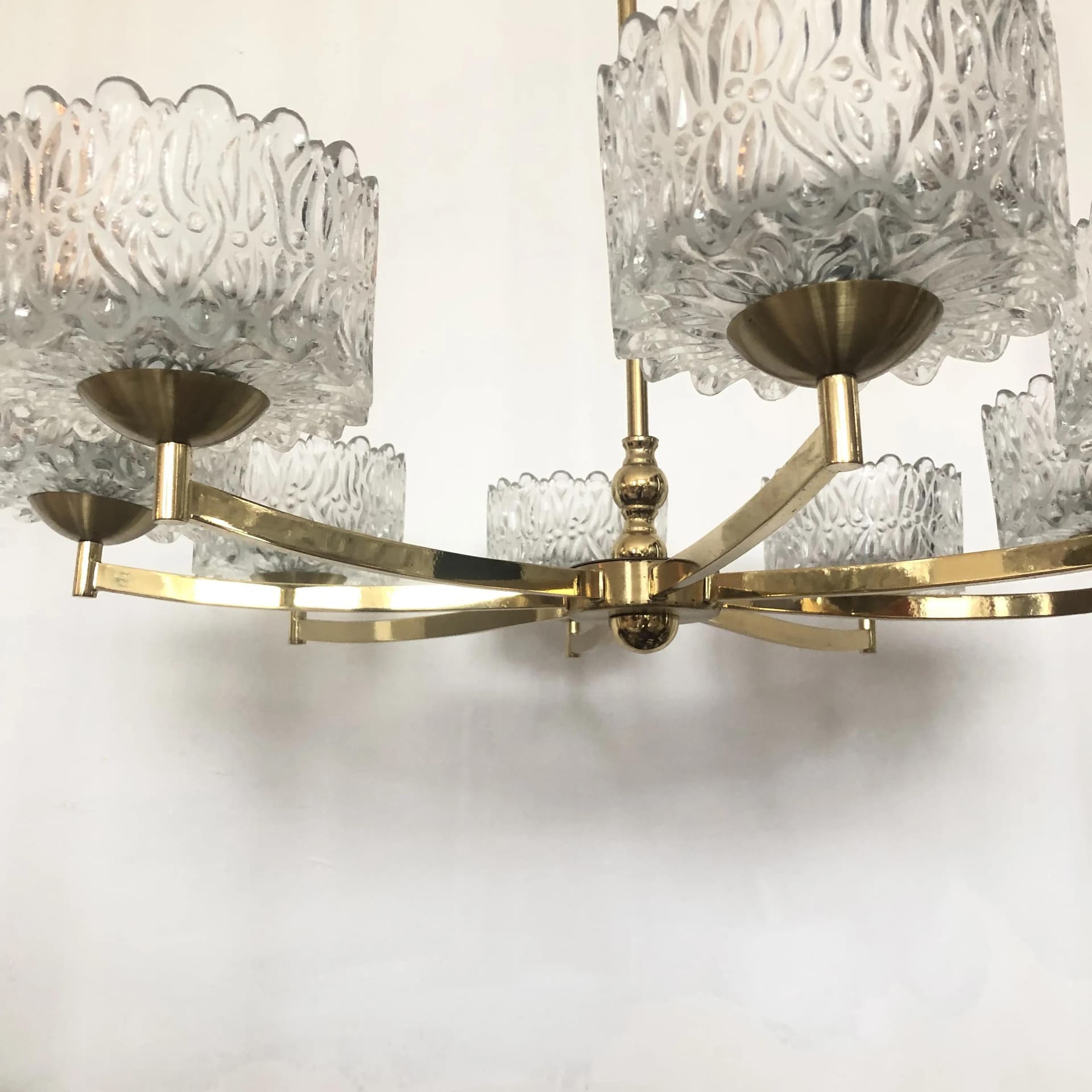 Lampa wisząca, złocony mosiądz, Niemcy, lata 70. - 17612