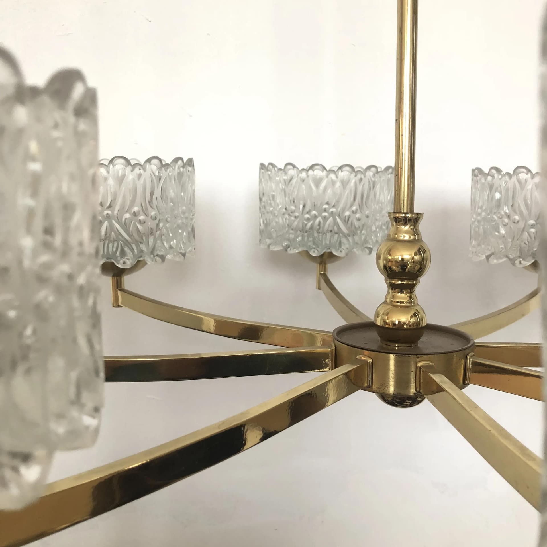 Lampa wisząca, złocony mosiądz, Niemcy, lata 70. - 17614