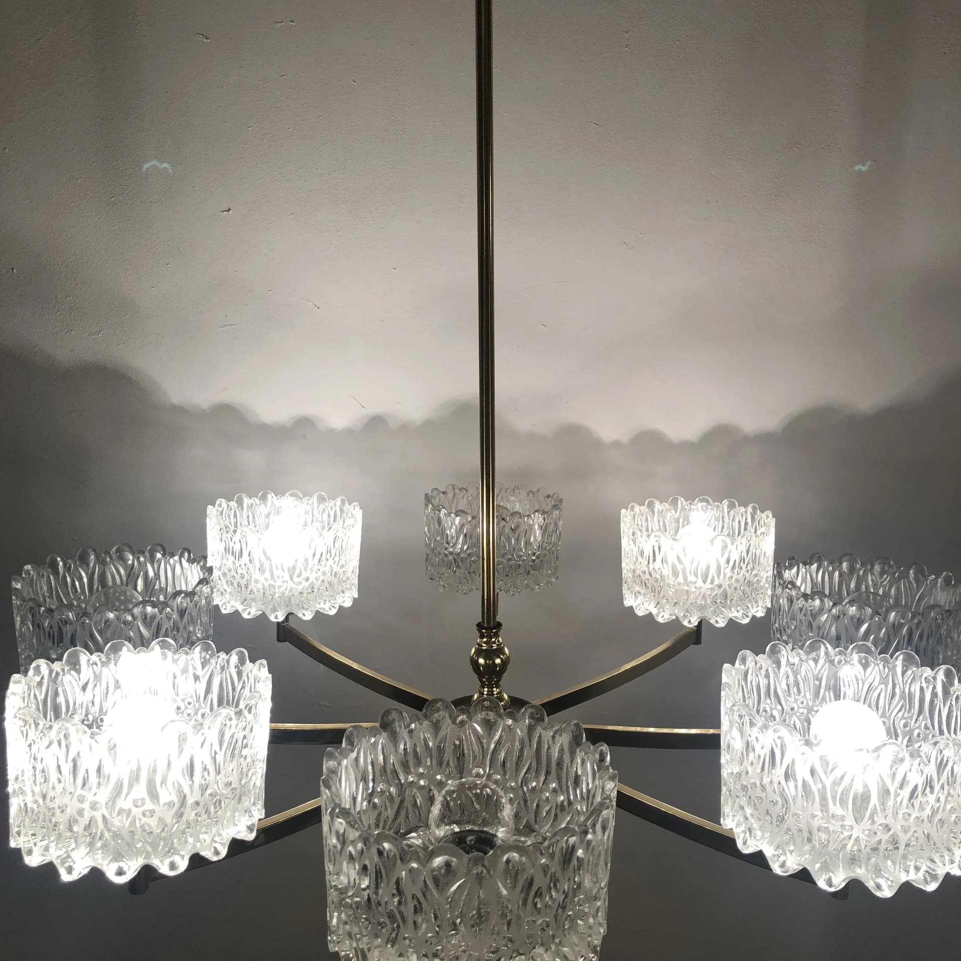 Lampa wisząca, złocony mosiądz, Niemcy, lata 70. - 17617