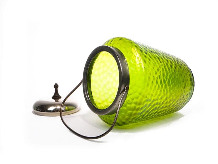 Herbatnica secesyjna, szkło zielone iryzujące, Austria, XIX w. - 240867