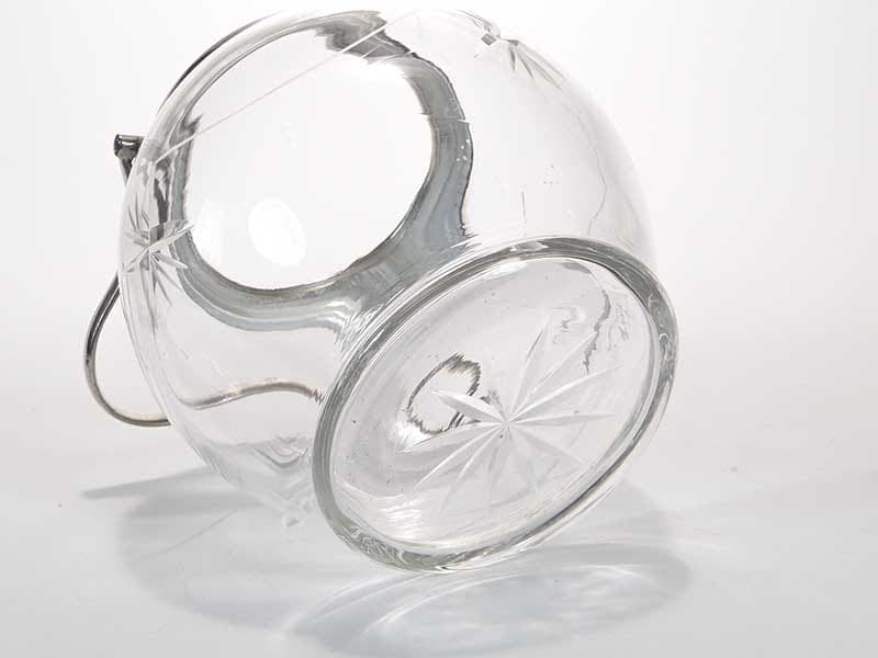 Herbatnica secesyjna, transparentny kryształ, niklowany mosiądz, Europa, początek XX w. - 240920