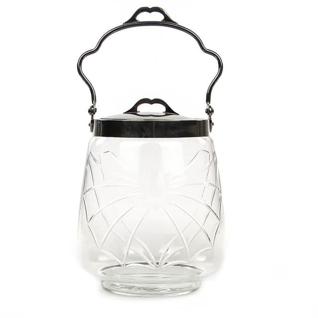 Herbatnica, Art Nouveau, transparent, szkło, lata 20. - WYMIARY