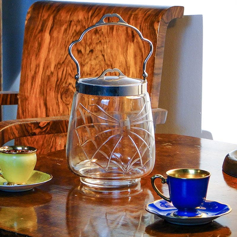 Herbatnica, Art Nouveau, transparent, szkło, lata 20. - 241121