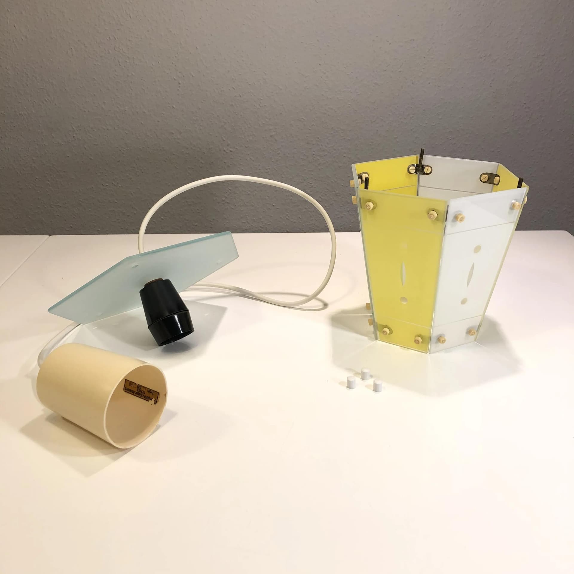 Lampa sufitowa, biały, akryl, Strangfeld&Gregor Radeberg, Niemcy, lata 60. - 17846