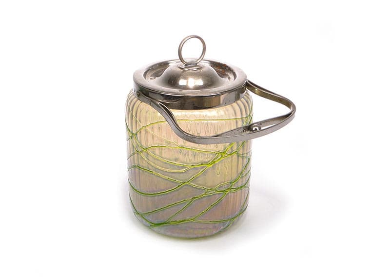 Art Nouveau Tea Caddy, beige glass, Pallme König, Austria, 19th c. - 241316