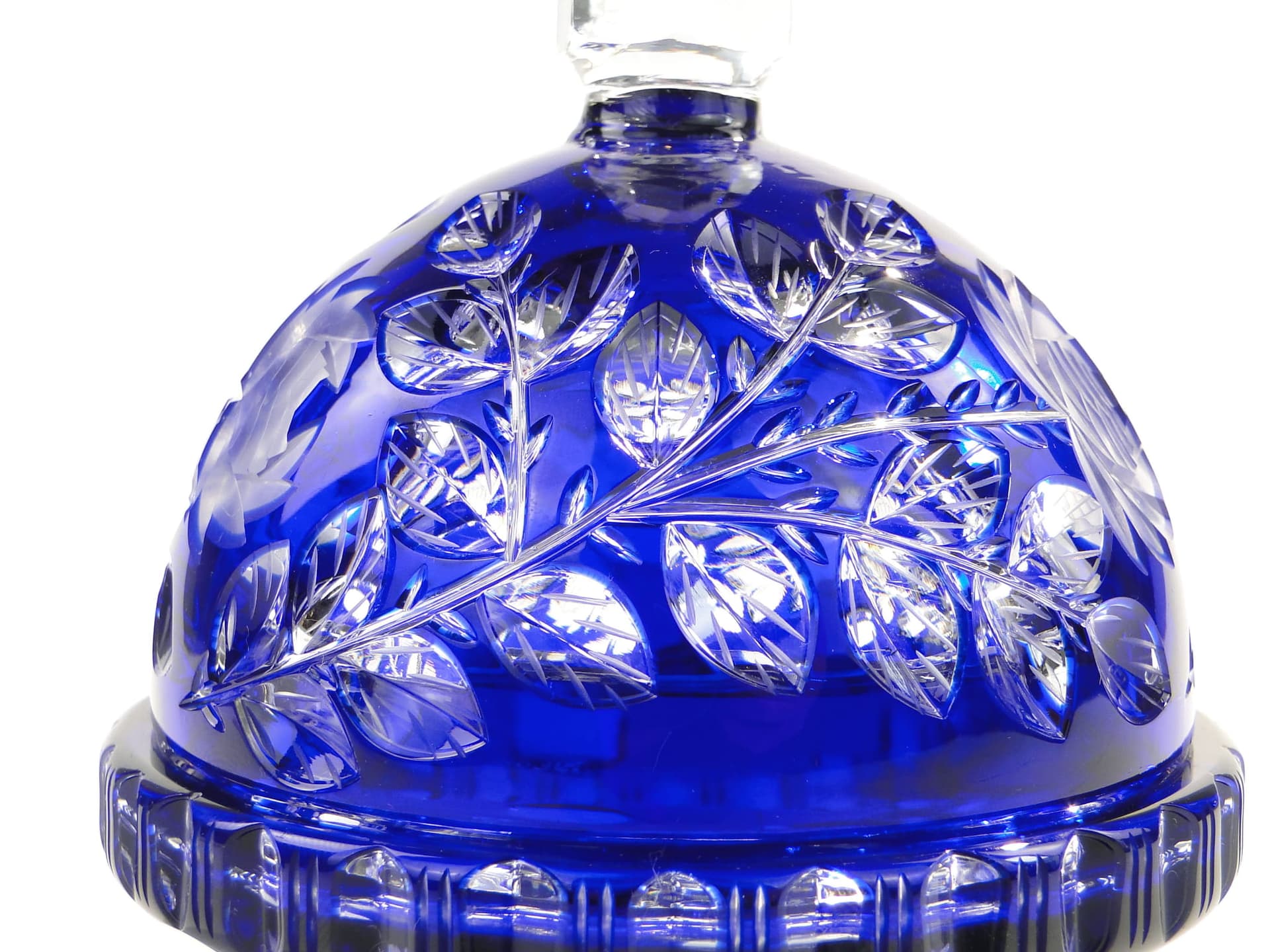 Bonbonniere, blue glass, Czechoslovakia, 1960s. - 241352