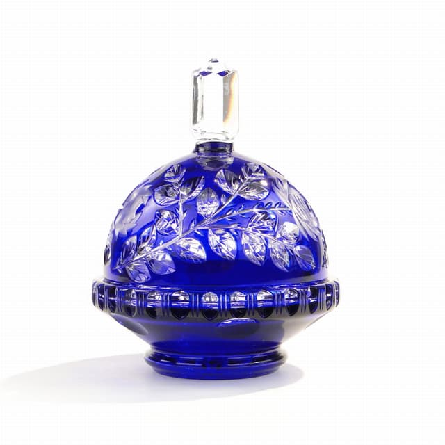 Bonbonniere, blue glass, Czechoslovakia, 1960s. - DIMENSION