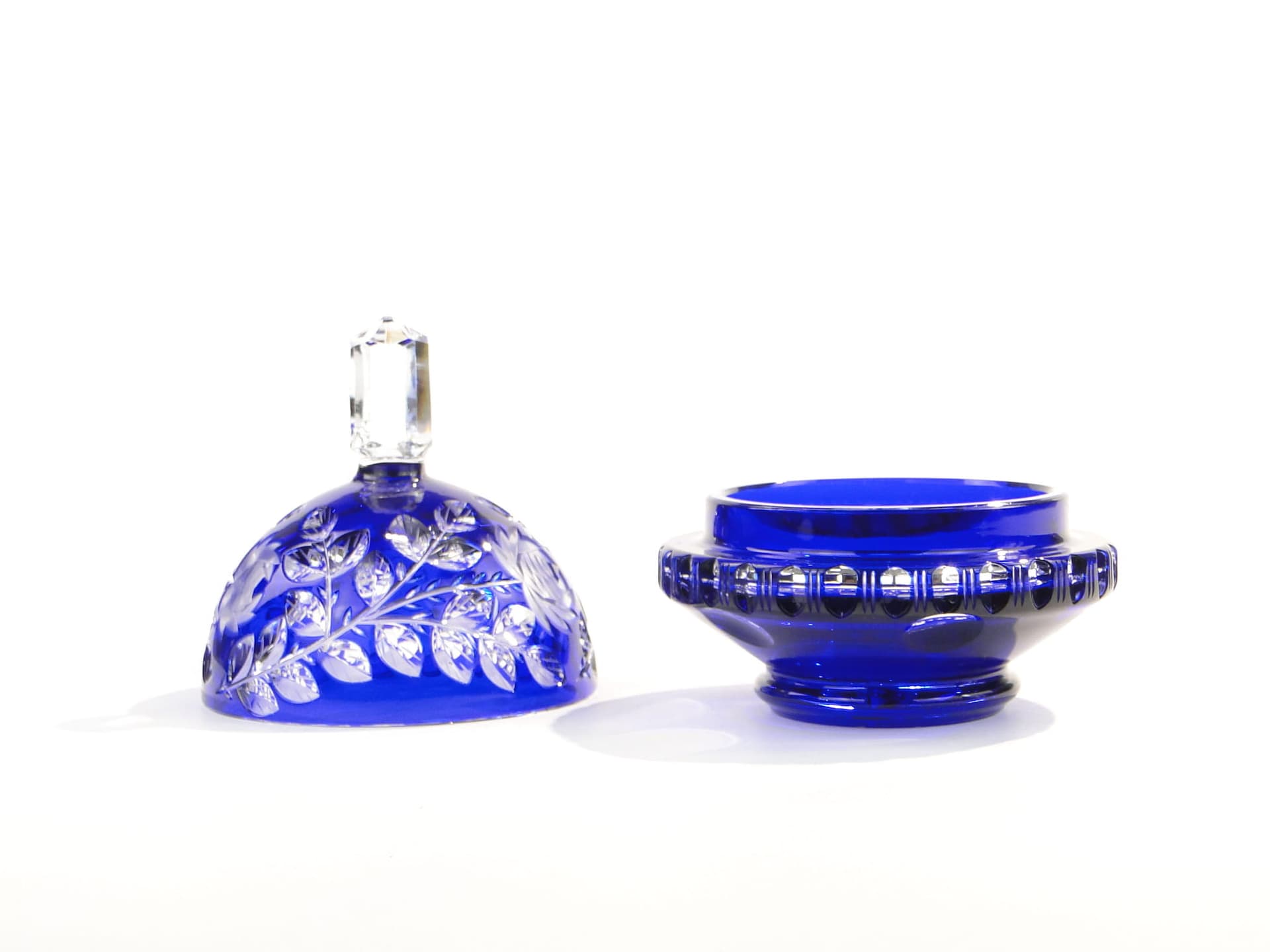 Bonbonniere, blue glass, Czechoslovakia, 1960s. - 241348