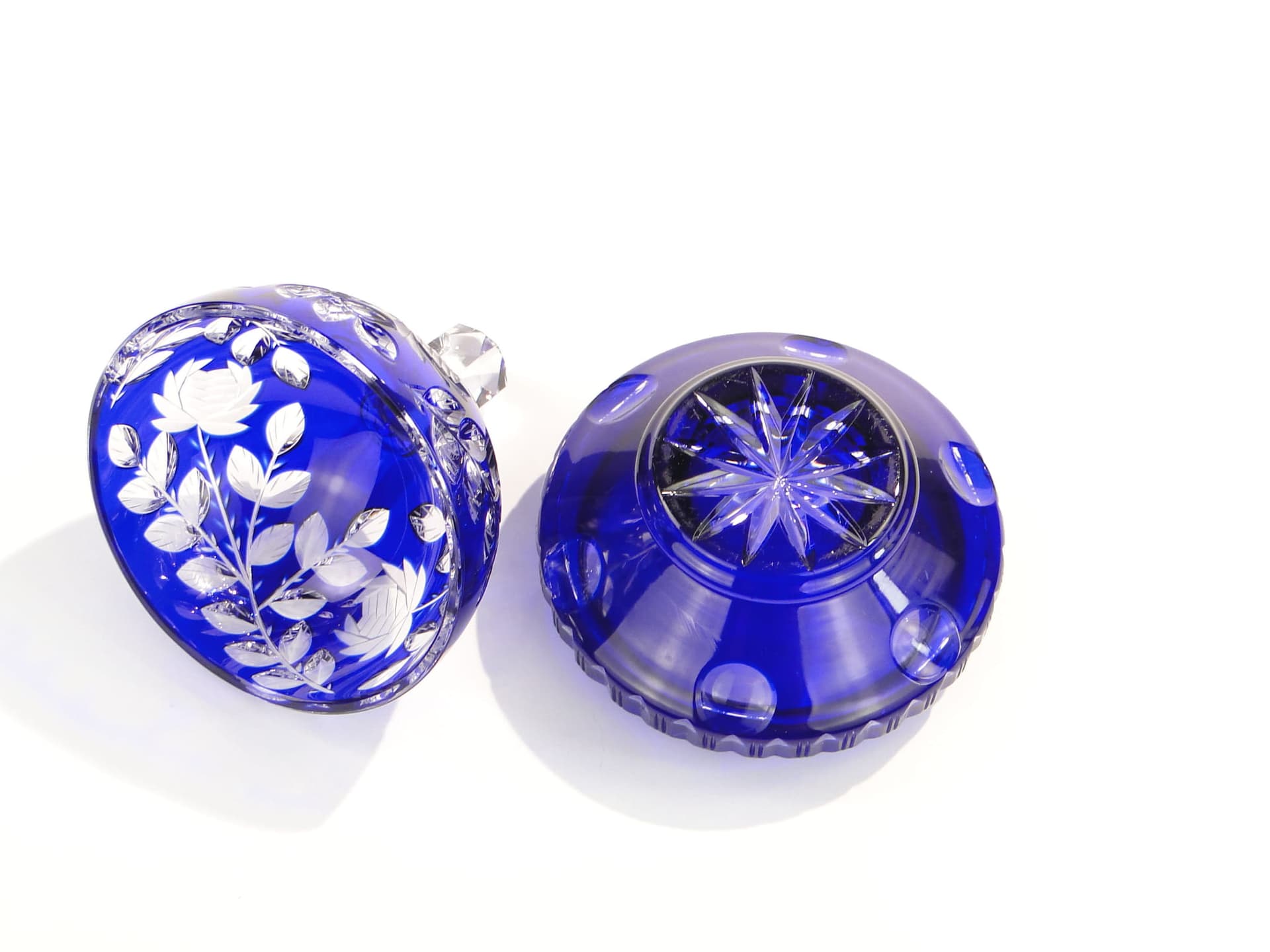 Bonbonniere, blue glass, Czechoslovakia, 1960s. - 241349