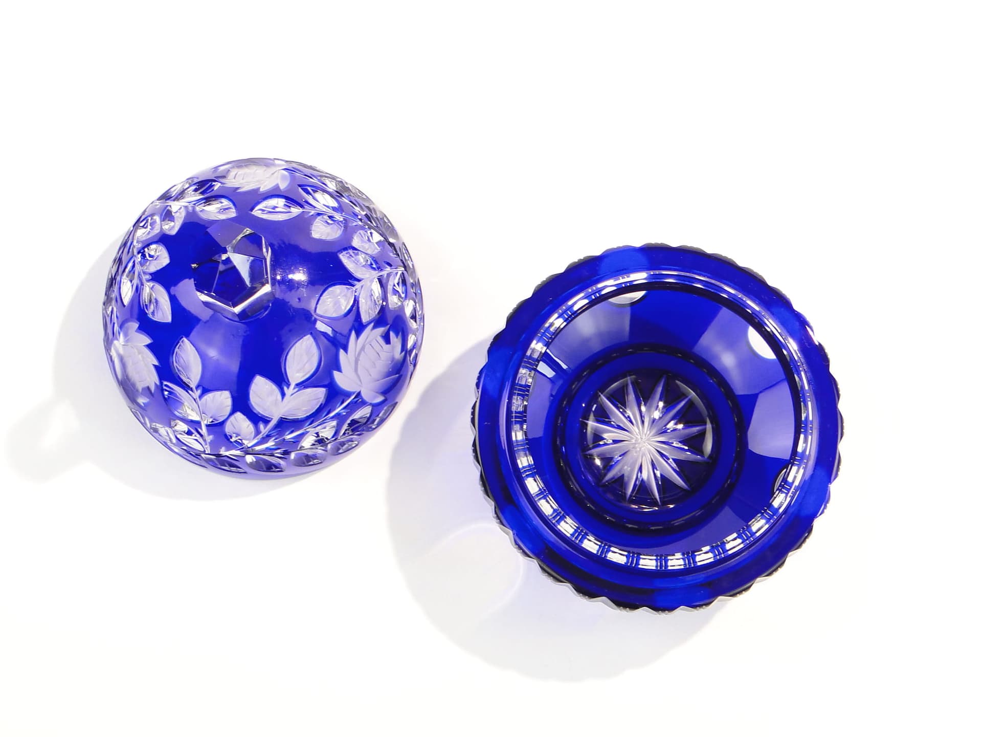 Bonbonniere, blue glass, Czechoslovakia, 1960s. - 241347