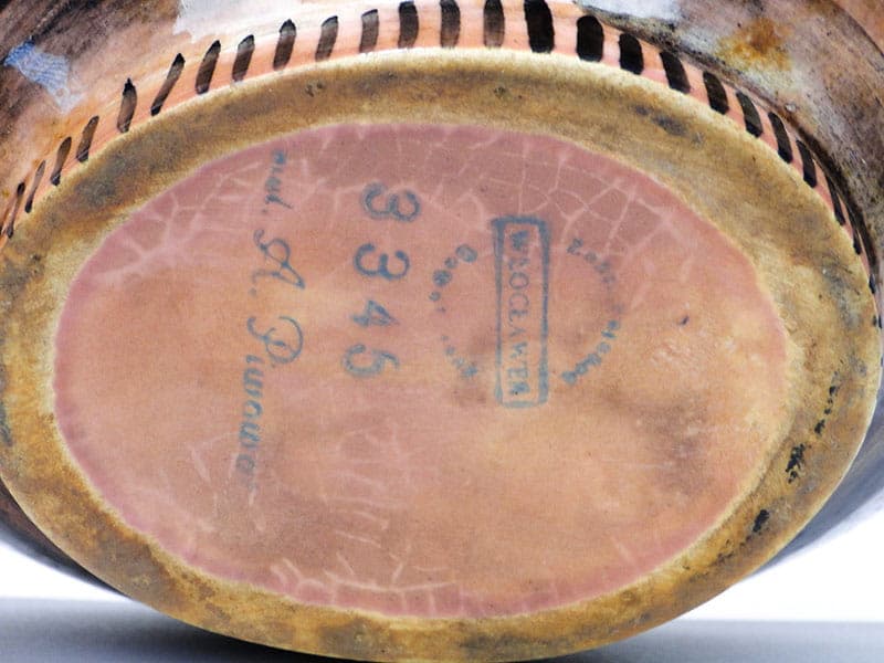 Bombonierka, szkliwiony fajans brązowy, Włocławek, Polska, lata 50. - 242272