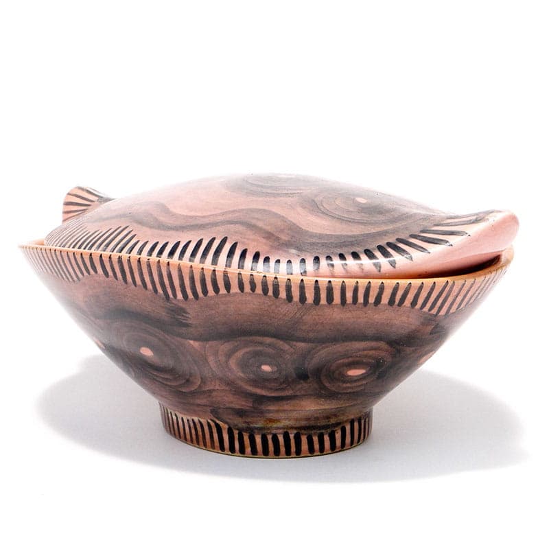 Bombonierka, szkliwiony fajans brązowy, Włocławek, Polska, lata 50. - 242268