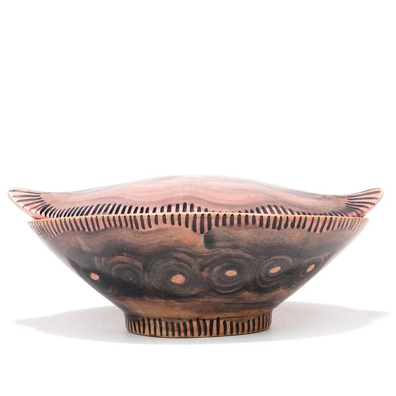 Bombonierka, szkliwiony fajans brązowy, Włocławek, Polska, lata 50. - 242275