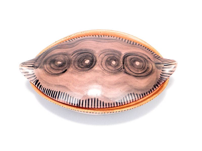 Bombonierka, szkliwiony fajans brązowy, Włocławek, Polska, lata 50. - 242267