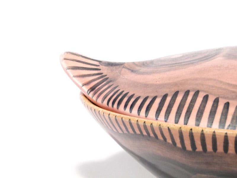 Bombonierka, szkliwiony fajans brązowy, Włocławek, Polska, lata 50. - 242266