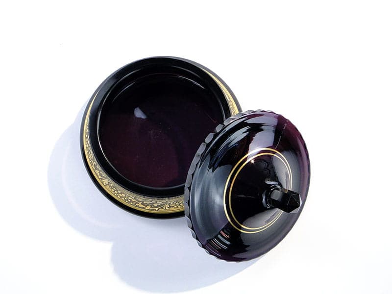 Bomboniera Art Deco, fiolet ametystowy, kryształ, Czechy, lata 20. - 242352