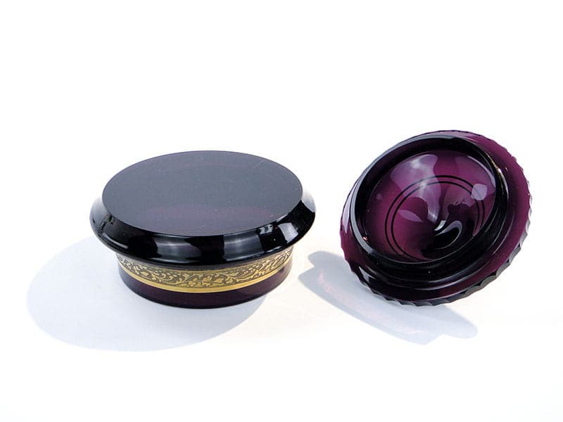 Bomboniera Art Deco, fiolet ametystowy, kryształ, Czechy, lata 20. - 242353