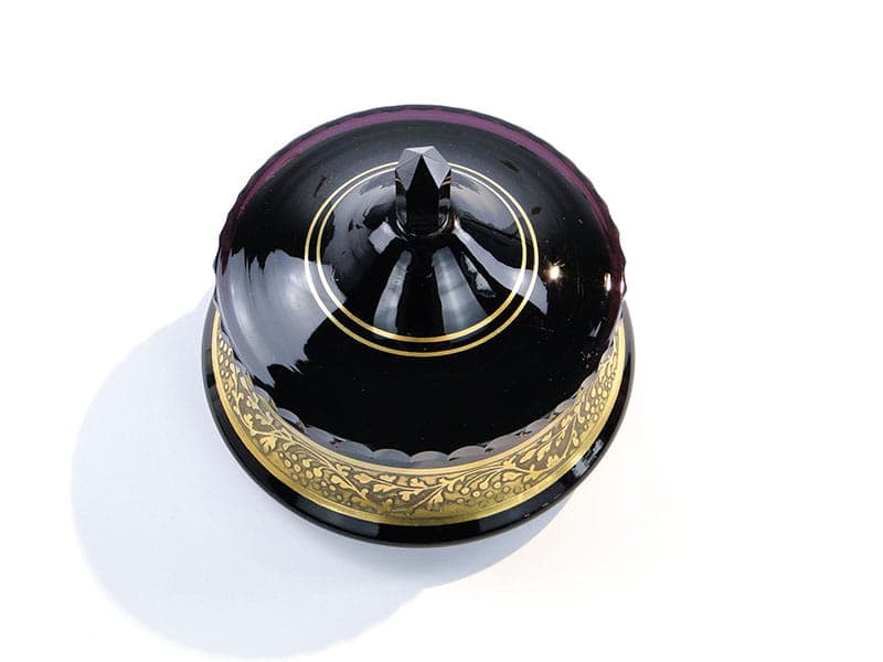 Bomboniera Art Deco, fiolet ametystowy, kryształ, Czechy, lata 20. - 242355