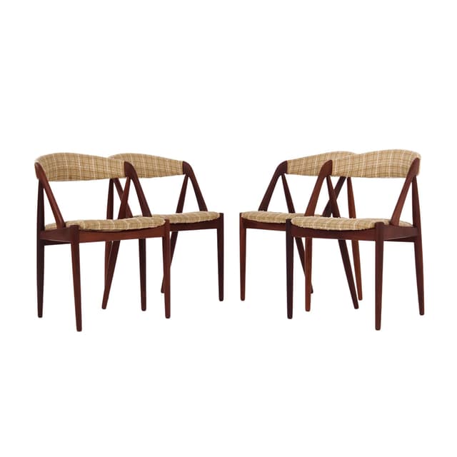 Komplet czterech krzeseł Model 31, teak ciemny, proj. K. Kristiansen, Dania, lata 70. - WYMIARY