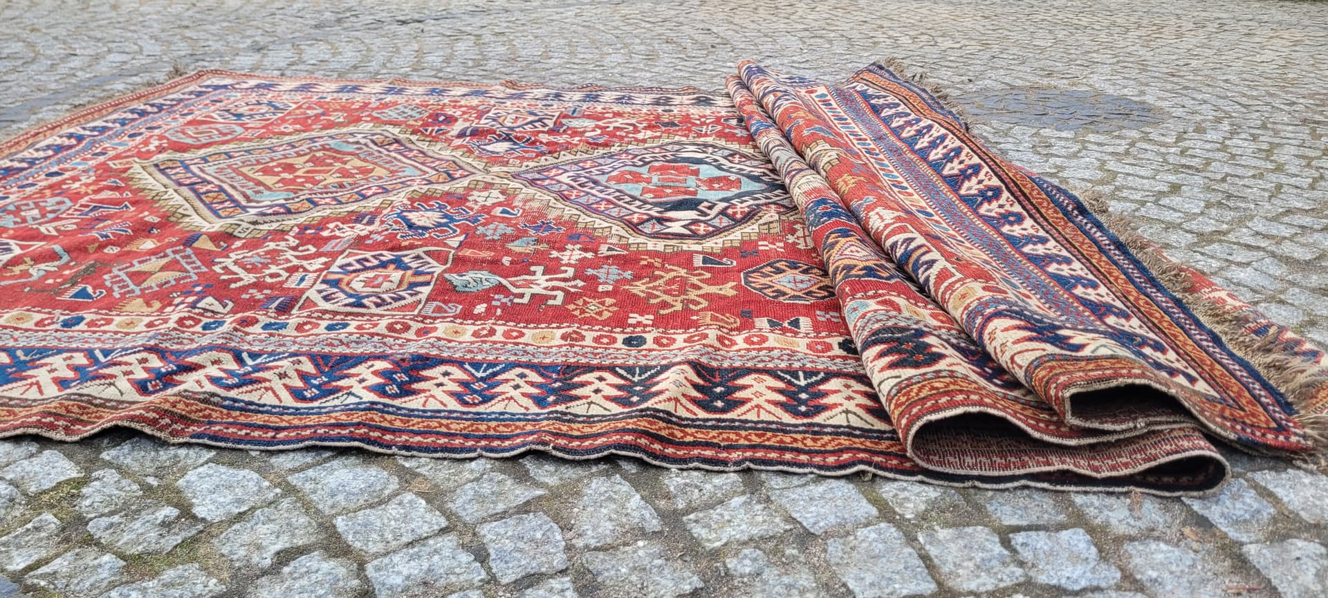 Dywan Kazak 160x310 cm, multikolor, wełna, Azerbejdżan, XIX w. - 242850