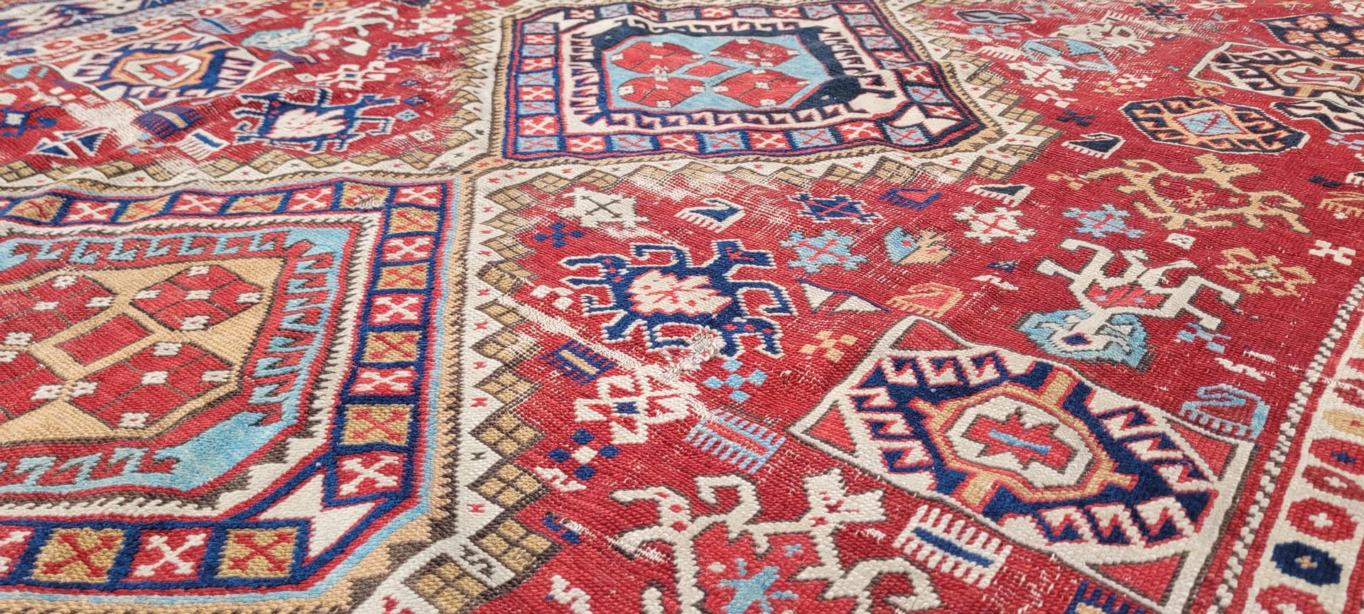 Dywan Kazak 160x310 cm, multikolor, wełna, Azerbejdżan, XIX w. - 242851