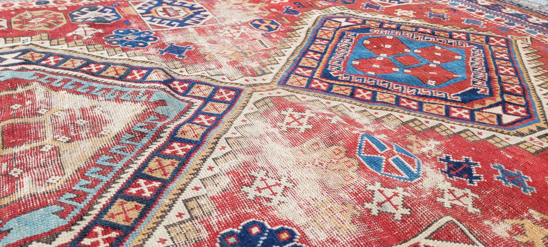 Dywan Kazak 160x310 cm, multikolor, wełna, Azerbejdżan, XIX w. - 242853