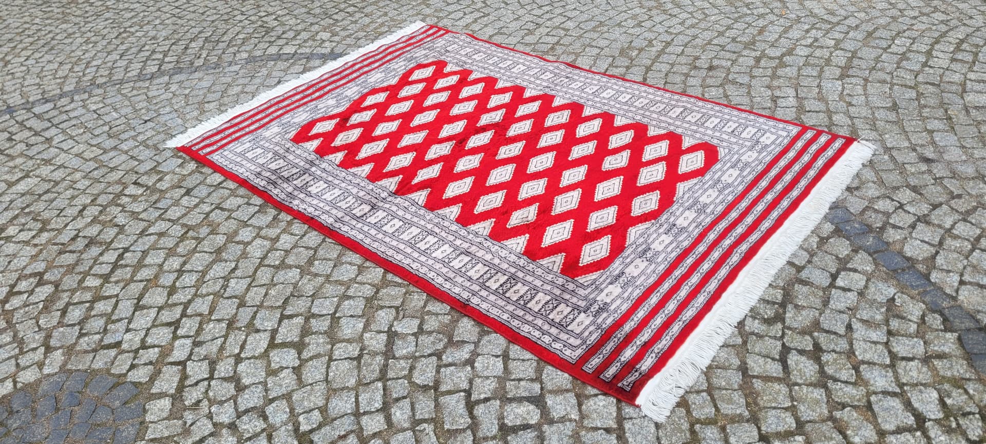 Dywan Buchara 205x125 cm, czerwony, wełna, bawełna, Pakistan - 242883