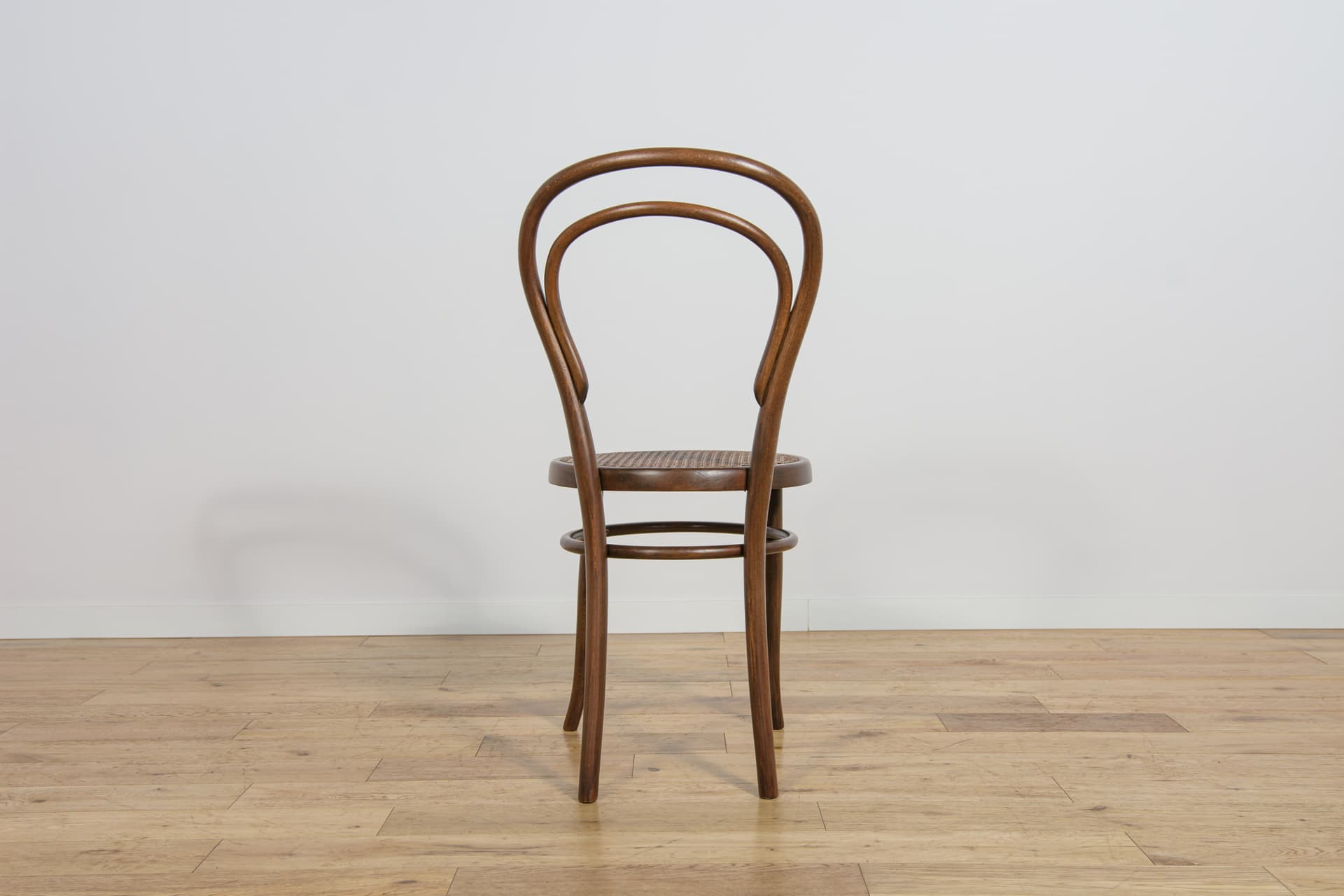 Set of Four Chairs No. 14, brown wood, light rattan, by J. Hoffmann, Austria, early 20th c. - 242982